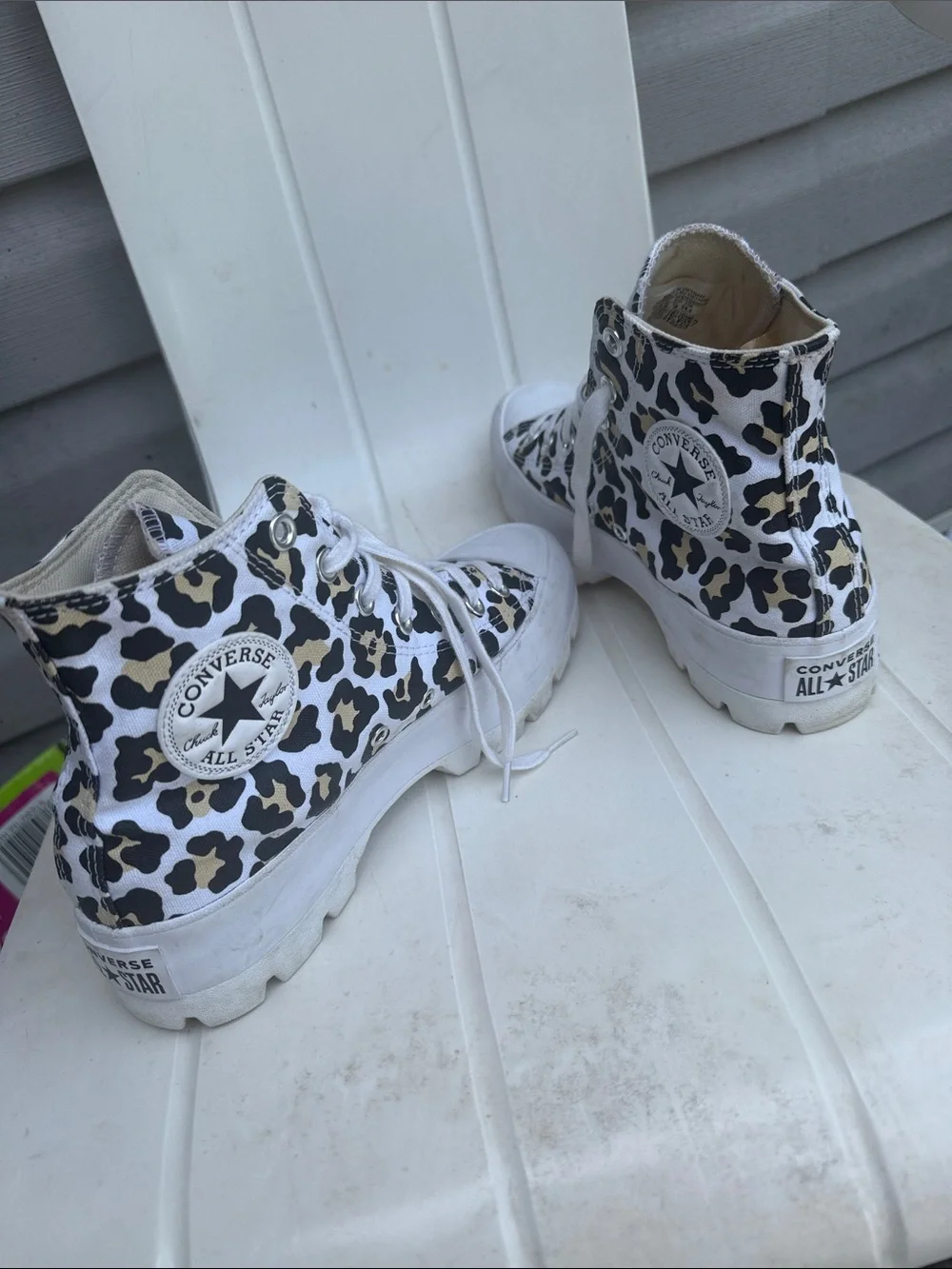 Converse Women Leopard Print High Top Sneakers - White/Black/Tan